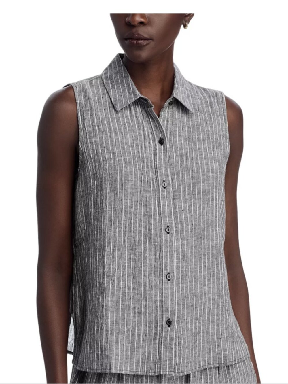 Eileen Fisher Linen Striped Sleeveless Shirt NWT M
